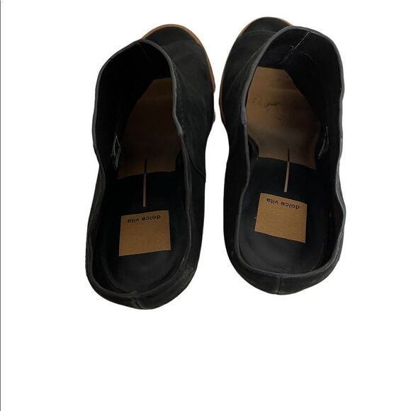 Dolce Vita Womens Size 9.5 Black Suede Block Heel Open Toe Slip On Sandal Shoes - Picture 5 of 9